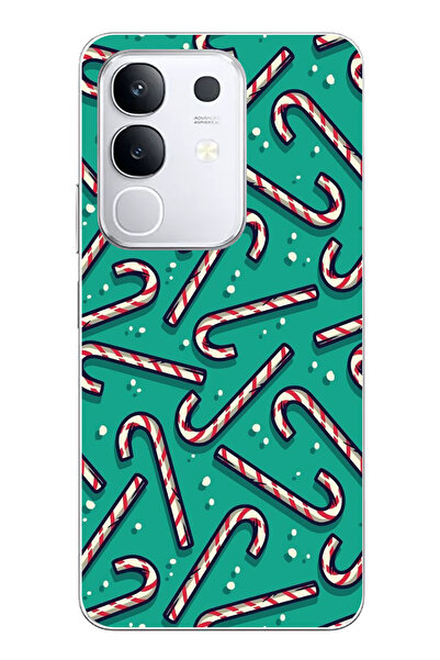 TechTree حافظة سيليكون مطبوع متوافقة مع Vivo Y29 مع حلوى عيد الميلاد ورقائق ا...