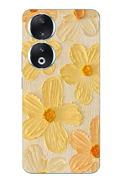 TechTree حافظة سيليكون متوافقة مع هاتف Honor 90 بلون Sun's Touch Yellow Daisy مطبوع