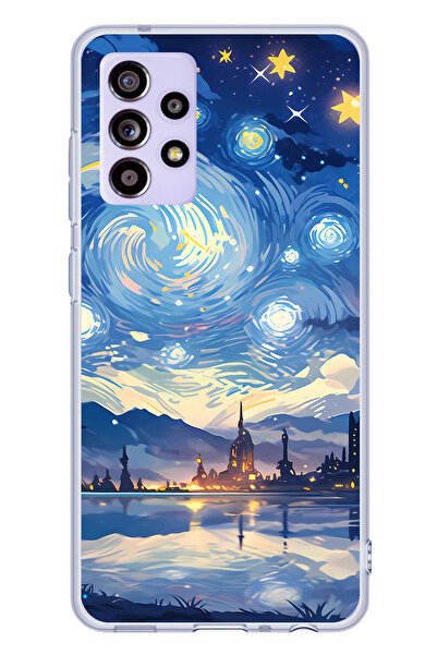 TechTree حافظة سيليكون متوافقة مع هاتف سامسونج جالاكسي A52-A52S بتصميم السماء...