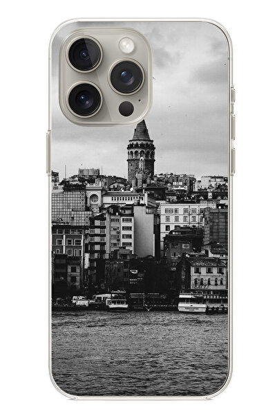 TechTree جراب سيليكون مطبوع متوافق مع هاتف iPhone 15 PRO مع مناظر برج غالاتا ...