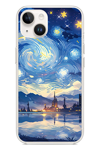 TechTree حافظة سيليكون متوافقة مع هاتف iPhone 14 PLUS بتصميم السماء المرصعة ب...