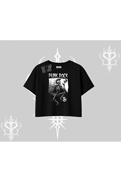 Tarzsokak Tricou crop supradimensionat Punk Rock Haos Schelet Revoltă
