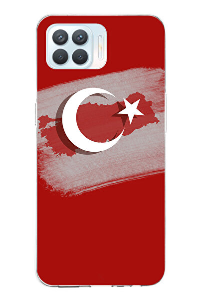 TechTree حافظة سيليكون متوافقة مع هاتف OPPO Reno 4 Lite مع خريطة تركيا وعلم ت...