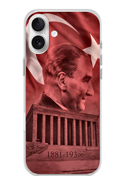 TechTree حافظة سيليكون متوافقة مع هاتف iPhone 16 PLUS تحمل صورة أتاتورك وانيم...