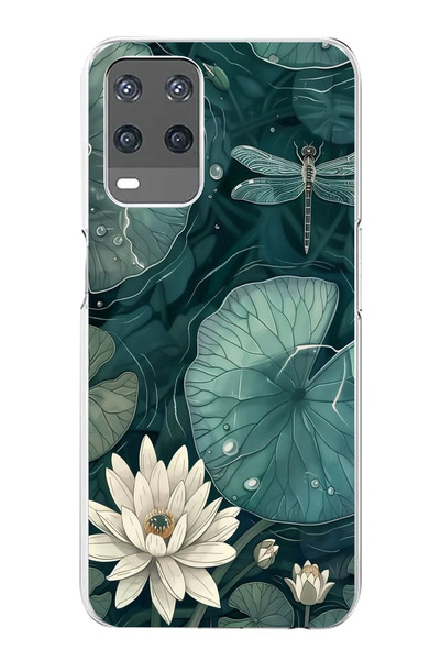 TechTree حافظة سيليكون متوافقة مع هاتف OPPO A54 على شكل زهرة اللوتس واليراعات...