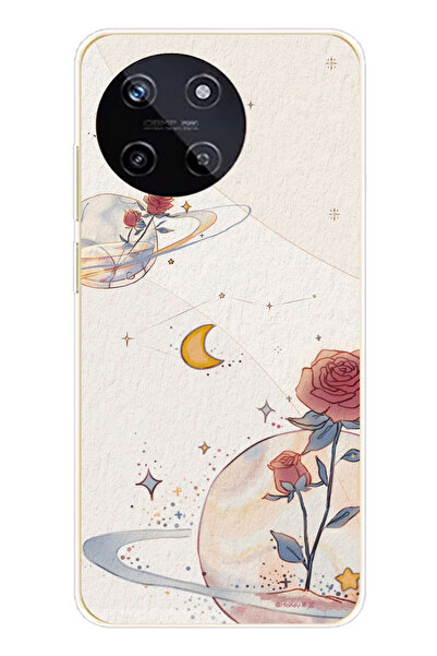 TechTree حافظة سيليكون متوافقة مع هاتف Realme 11 4G Planet, Star and Rose مطبوع