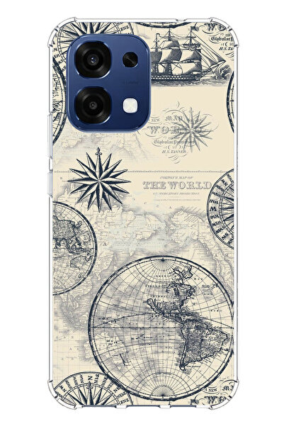 TechTree حافظة سيليكون متوافقة مع هاتف اوبو A6 برو، خريطة العالم الكلاسيكية و...