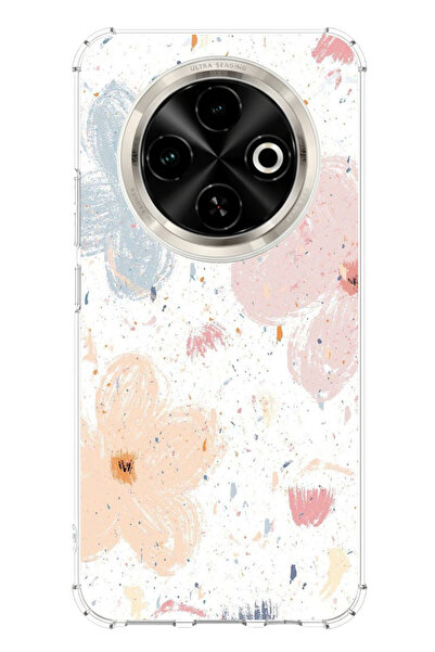 TechTree حافظة سيليكون مطبوع متوافقة مع هاتف Tecno Spark 30C بنمط زهور تجريدي...