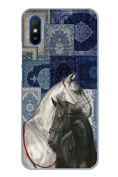 TechTree حافظة سيليكون متوافقة مع هاتف Redmi 9A بنمط السجاد الأزرق باللونين ا...