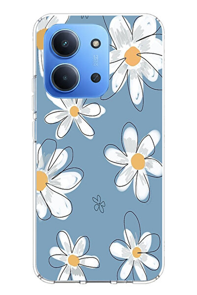 TechTree حافظة سيليكون متوافقة مع هاتف Redmi 15C باللون الأزرق ديزي جاردن مطبوع