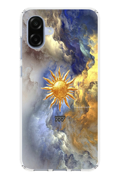 TechTree حافظة سيليكون متوافقة مع هاتف سامسونج جالاكسي A07 777 بتصميم الشمس والسحاب مطبوع