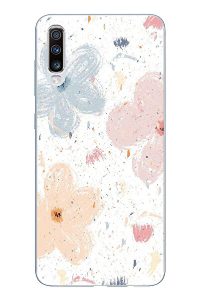 TechTree حافظة سيليكون مطبوع متوافقة مع هاتف سامسونج جالاكسي A50-A30S بنمط زهور تجريدية باستيل ونمط بقع
