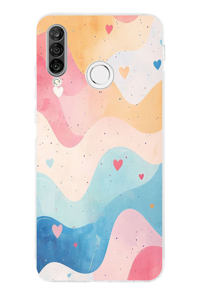 TechTree حافظة سيليكون متوافقة مع هاتف هواوي P30 لايت ذات ألوان باستيل ومموجة...