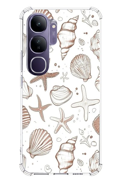 TechTree حافظة سيليكون مطبوع متوافقة مع هاتف Vivo V40 Lite باللون البني ونجم ...