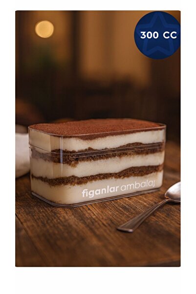 figanlar ambalaj 10adet Tiramisu kristal 300 cc Mika Kase Plastik Şeffaf Kapa...