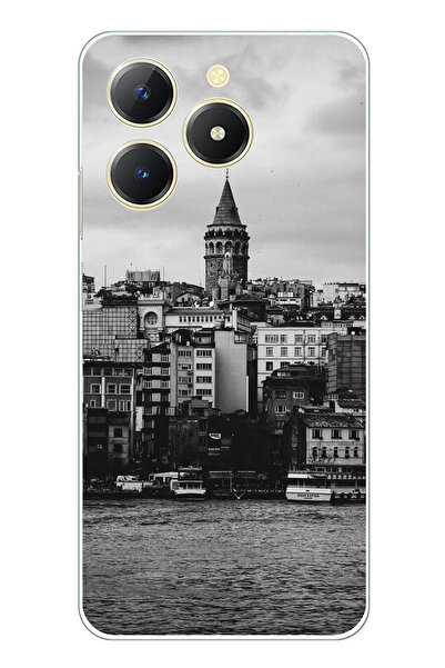 TechTree جراب سيليكون مطبوع متوافق مع هاتف Realme C61 مع إطلالة على برج غالات...