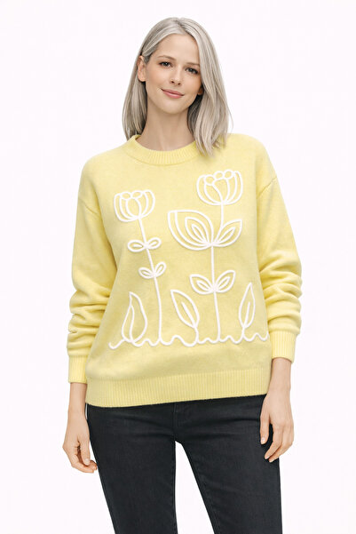 DİMA Embroidery Patterned Long Sleeve Knitwear Sweater