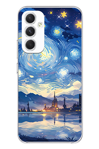 TechTree حافظة سيليكون متوافقة مع هاتف سامسونج جالاكسي A54 بتصميم السماء المر...