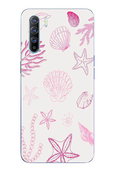 TechTree حافظة سيليكون متوافقة مع هاتف اوبو رينو 3-A91 باللون الوردي وستار ال...