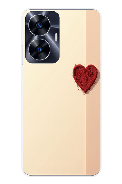 TechTree حافظة سيليكون متوافقة مع هاتف Realme C55 ذات خلفية كريمية وقلب أحمر ...