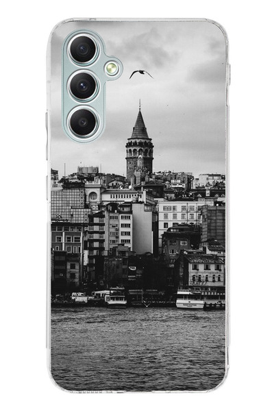 TechTree جراب سيليكون متوافق مع هاتف سامسونج جالاكسي A34 مع مناظر برج جالاتا ...