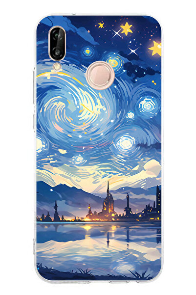 TechTree حافظة سيليكون متوافقة مع هاتف هواوي P20 لايت بتصميم السماء المرصعة ب...