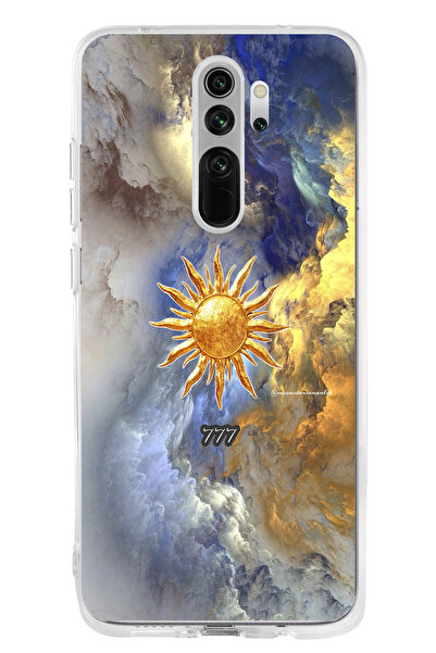 TechTree حافظة سيليكون متوافقة مع هاتف Redmi Note 8 Pro 777 بتصميم الشمس والسحاب مطبوع