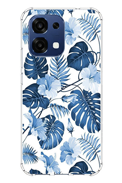 TechTree حافظة سيليكون مطبوع متوافقة مع هاتف اوبو A6 برو بنمط أوراق الشجر الز...