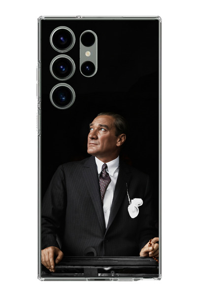 TechTree حافظة سيليكون متوافقة مع هاتف سامسونج جالاكسي S23 ULTRA من Ufka Bakan Lider Ataturk مطبوع