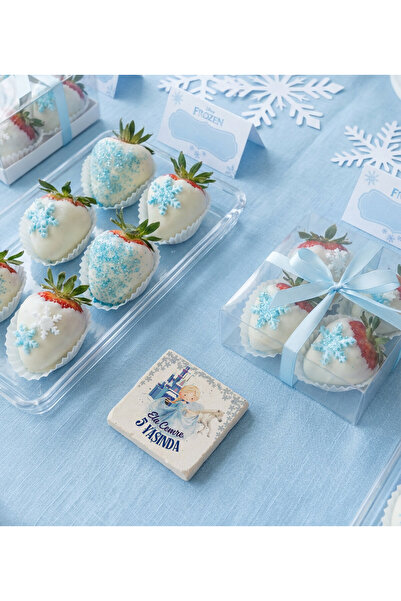 arslart Frozen Elsa Anna Temalı Kız Çocuk Doğal Taş Magnet Hediyelik, Doğum G...