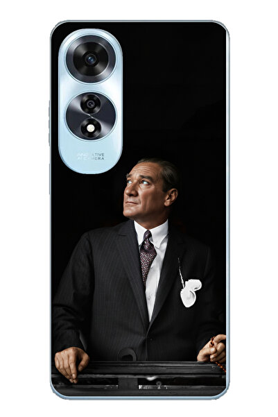 TechTree حافظة سيليكون متوافقة مع هاتف أوبو A60 من Ufka Lider Ataturk مطبوع