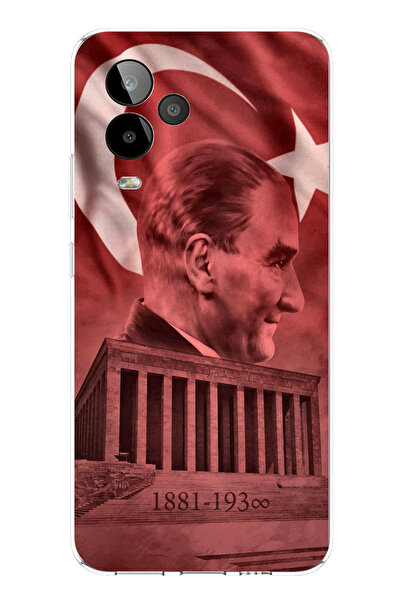 TechTree جراب سيليكون متوافق مع صورة أتاتورك وانيماتيكابير مطبوع من جنرال موبايل GM 24 PRO