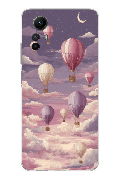 TechTree Redmi Note 12S Compatible Purple Sky and Flying Balloon Printed Sili...