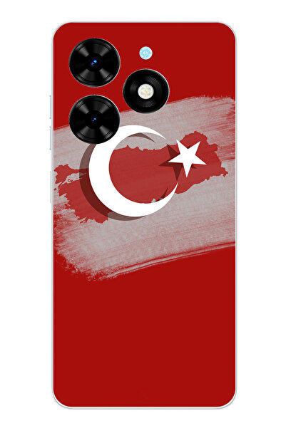 TechTree حافظة سيليكون متوافقة مع هاتف Tecno Spark 20-20C مع خريطة تركيا وعلم...