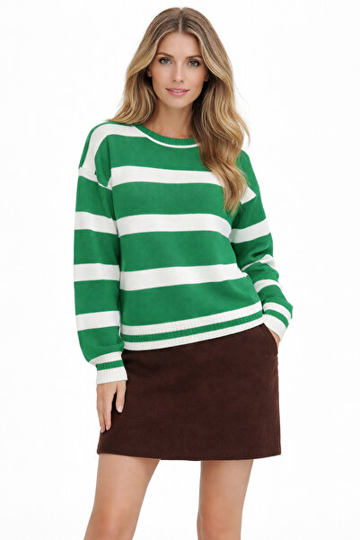 Vaniza Standard Size Basic Striped Knit Sweater