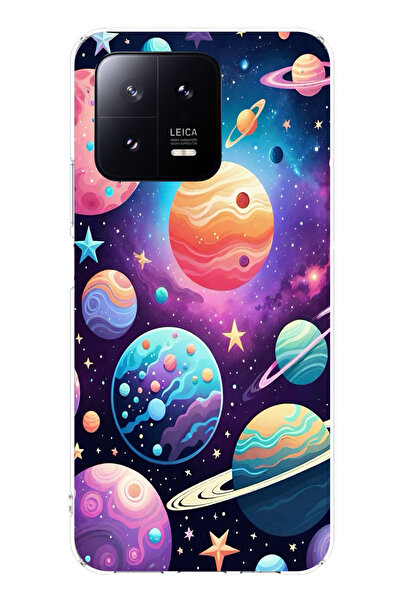 TechTree حافظة سيليكون مطبوع متوافقة مع هاتف Xiaomi Mi 13 بنمط الفضاء والكواك...