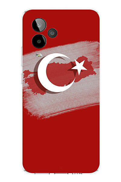 TechTree جراب سيليكون من جنرال موبايل GM 24 PRO متوافق مع خريطة تركيا وعلم تركيا مطبوع