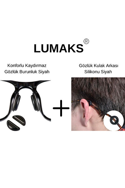 LUMAKS Black Anti-Slip Glasses Nose Pad and Behind-Ear Silicone Set |   Does Not Leave a Mark