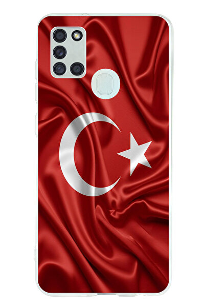 TechTree حافظة سيليكون متوافقة مع هاتف سامسونج جالاكسي A21S بعلم تركيا مطبوع