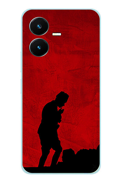 TechTree حافظة سيليكون أتاتورك مطبوع متوافقة مع هاتف فيفو واي 22 مع تفاصيل ظل...