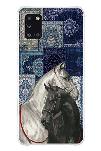 TechTree حافظة سيليكون متوافقة مع هاتف سامسونج جالاكسي A31 باللون الأزرق بنمط...