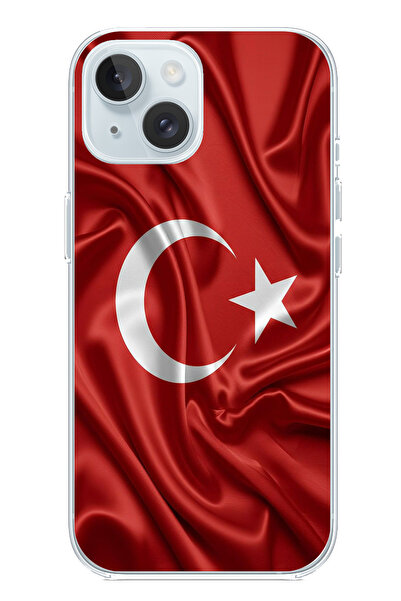 TechTree حافظة سيليكون متوافقة مع هاتف iPhone 15 بعلم تركيا مطبوع