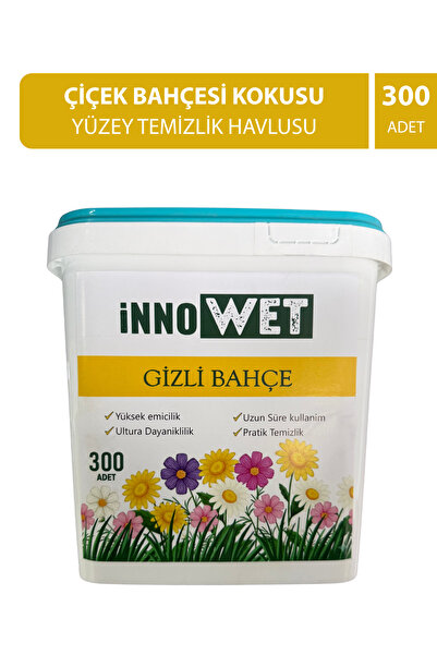 İnnoWet Yüzey Temizlik Havlusu Çiçek Bahçesi Kova mendil 300 Yaprak