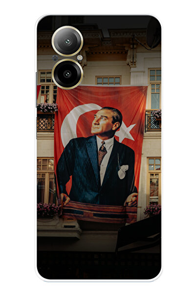 TechTree حافظة سيليكون متوافقة مع هاتف Realme 12 Lite بتفاصيل علم كبير أتاتور...