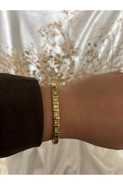 stainless steell Stone Detailed Steel Cuff Bracelet