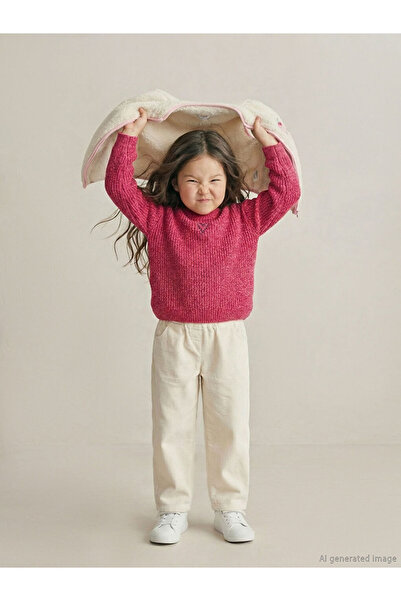 LC Waikiki Lcw Kidsfuchsia Heart Embroidered Girls' Knitwear Sweater