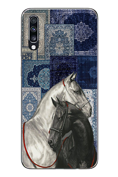 TechTree حافظة سيليكون متوافقة مع هاتف سامسونج جالاكسي A70 باللون الأزرق بنمط...