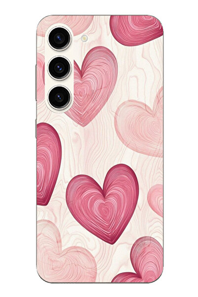 TechTree حافظة سيليكون متوافقة مع هاتف سامسونج جالاكسي S23 باللون الوردي الخطوي مطبوع