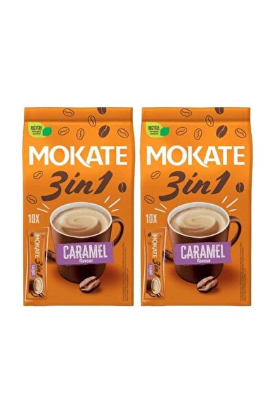 mokate قهوة سريعة التحضير بالكراميل 3 في 1، 17 × 10 أكياس (170 غرام لكل كيس) - عبوة من قطعتين