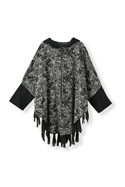 Uludağ Triko Women's Burgundy Hooded Towel Poncho